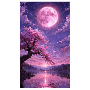 5D Diamond Painting Cherry Blossom Landscape Collection Full Diamond Art Moon Waterfall Tree DIY Mosaic Cross Stitch Home Decor