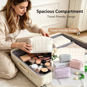Ultra-Light Portable High-Elastic Soft Velvet Large-Capacity Cosmetic Storage Bag for Household Use