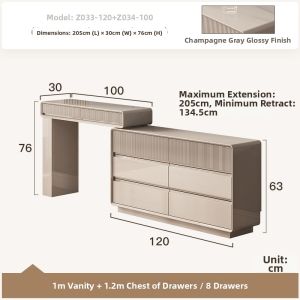 High-end Dressing Table and Drawer Cabinet for Storage and Makeup Minimalist Luxury Style