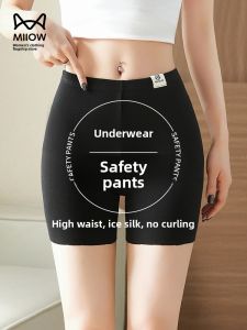miiow | High Waist Pure Cotton Safety Pants Womens Summer New Style Thin Bottoming Pants Three-In-One Black MiiOW Cat Person Underwear