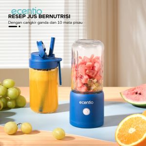 Blender portable juice premium Recharger 10 mata pisau + 2 botol kaca tebal + 1 tutup free sedotan ( bergaransi )