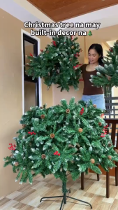 【In Stock】Christmas Tree 4-8FT Snow Flocked Artificial Pine Tree with Berries Metal Stand Xmas Home Decoration
