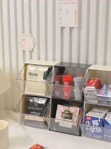 2 Tier Partition Desktop Tea Bag Container Condiment Storage Coffee Capsule Organizer Display Rack