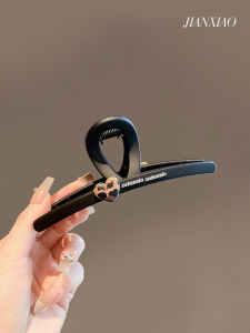 Large Size Shark Clip Womens Elegant Leopard Print Heart Shaped Hair Accessory Stylish Trendy Korean Style Hair Gripper