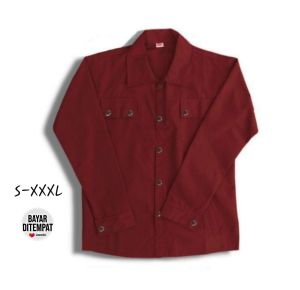 Jaket Canvas Kekinian Merah Maroon Trucker Semi Parka Over Size