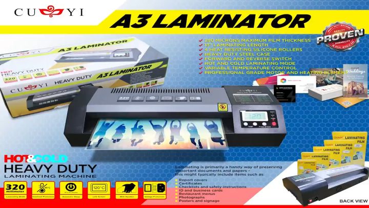 Cuyi A4 A3 Size Laminator Hot Cold Reverse Function 220v Heavy