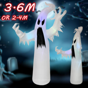 8FT/12FT Halloween Inflatables Colorful White Ghost Build-in LED Lights Outdoor Garden Lawn interest Decoration Props Model
