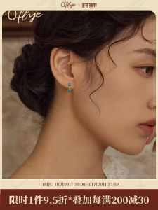 Elegant 10K Gold Green Turquoise Earrings for Women Vintage High-End Fashion Jewelry Gift for Best Friend  out Style