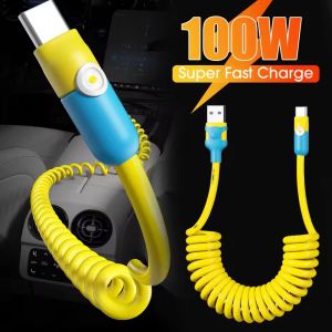 Phổ loại USB C Mùa Xuân Cáp dữ liệu Dây Trong Xe Pd 100W Dây sạc nhanh USB C Để Loại C sạc nhanh Mùa Xuân cáp dây bện