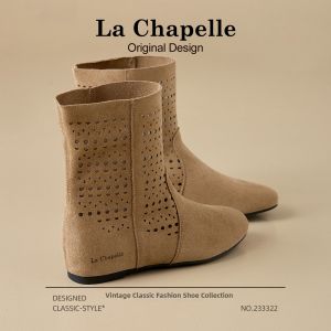 La Chapelle | Retro Perforated Breathable Hidden Heel Short Boots for Women