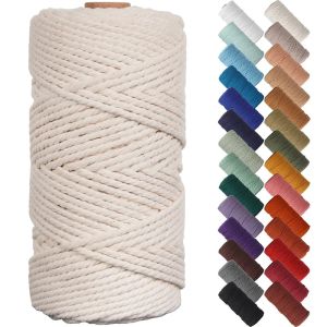 100 m/cuộn tự nhiên macrame dây 3mm Màu macrame dây bông sợi macrame sợi bông dây làm thủ công cho Treo Tường đan tự làm