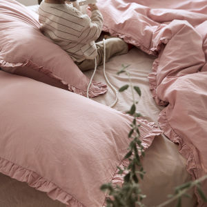 Bộ Đồ Chăn Ga Gối Hoa Văn Nếp Nhăn Phong Cách Nhật Bằng Cotton