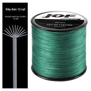 JOF | Dây Câu Cá JOF PE X12 Dây Bện Siêu Bền 300m/500m/1000m Mịn Màng Cho Nước Biển & Nước Ngọt - Vàng/Xám/Xanh lá/Đa Sắc