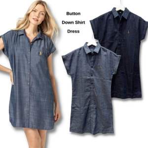 Dress Midi Wanita Murah Lengan Pendek (PL01 Denim Light/ Indigo Tunic Dr)