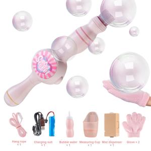 Smoke Bubble Machine Elastic Bubble Fog Wand with Magic Smoke Effect Portable Bubble Blower for Parties (Includes Water Bottles