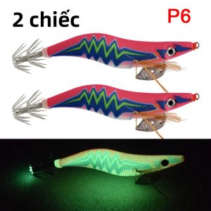 2 Chiếc Dạ Quang Mực Jig Móc Mồi Câu Cá Nhân Tạo Bạch Tuộc & Gỗ Tôm Mực Nang Mồi Cho Thuyền Đại Dương & Câu Cá Biển