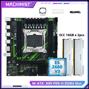 MACHINIST | MACHINIST X99 Motherboard Xeon E5 2680 V3 LGA 2011-3 CPU 32GB DDR4 Memory RAM NVME/SATA M.2 PR9-H USB3.0