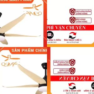 Đèn quạt trâdn hiện đại - Đèn quạt trần led trang trí - Quạt trần cánh nhựa Qvifa-58/188/ Vàng