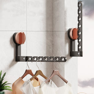Suction Cup Indoor Outdoor Folding Clotheslines Wall Mounted Bathroom Clothes Drying Rack Portable Clothes Hangers Hook Storage