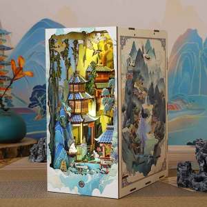 DIY Book Nook Kit Wooden Doll House 3D Puzzle Assembly Model Doll House DIY Handmade Toy Set With Lights Bookshelf Bookend Gifts