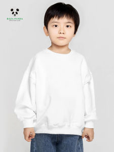 เสื้อฮู้ดคอกลมแขนยาวผ้าฝ้ายผสมสำหรับเด็กชายและเด็กหญิง สีขาว สีดำ สีแดง ฤดูใบไม้ผลิ ฤดูใบไม้ร่วง ฤดูหนาว เสื้อผ้าเด็ก สไตล์ลำลอง แฟชั่น