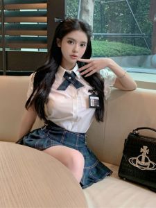Summer Womens JK Uniform Sweet and Spicy Dress Korean Drama Womens Korean-Style Dress Adult Lady like Woman Young Preppy Style Suit Skirt