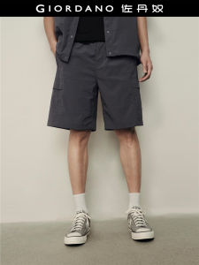 Giordano Casual Shorts Mens Bone Crack Multi-Pocket Elastic Waist Five-Quarter Length Youthful Summer Nylon Leisure Trousers