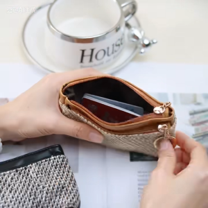 New stylish woven design double zipper design can hold coins bank cards earphones lipstick keys small and easy to carry looks good