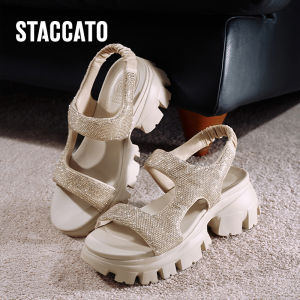 Staccato Womens Platform Wedges Sandals รองเท้าแตะผู้หญิง รองเท้าส้นตึก EBK33