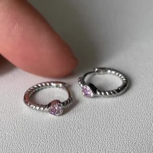 anenjery | ANENJERY Silver Color Zircon Heart Twist Hoop Earrings For Women Temperament Simple Gentle Accessories Girl Gift