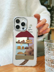 Cute Mirror Surface Bread House Style Phone Case for Apple 17Pro 16 14 13ProMax 12 Personalized 11 Women 15Plus XR Protection