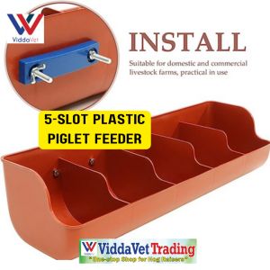 Viddavet Plastic Piglet Feeder 5 Plastic Nursery Pig Feeder 5 holes Piglet Feeder slots