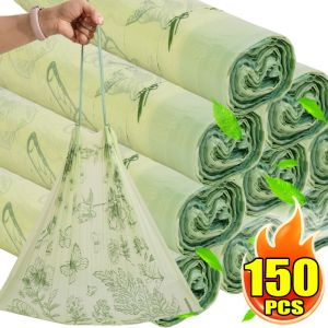 5Rolls Extra Large Handheld Kitchen Garbage Bag with Mosquito Proof Drawstring Thickened Cleaning Bag for Household Use