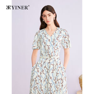 New Elegant Printed Silk Blend Dress