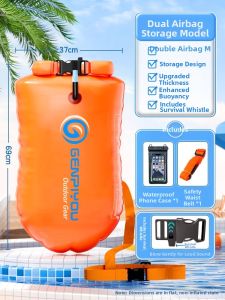SHENWO | Swimming Safety Buoy with Dual Airbags and Storage Pocket for Adults