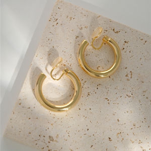 Elegant Gold And Silver Double Ring Earrings for Women Geometric Pattern Large Female Lead Stylish Face Slimming Commute Jewelry