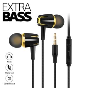 In-ear Wired Earphone with Mic HiFi Sound Noise Cancelling Stereo Extra Bass Earbuds 3.5mm Jack for IPhone Samsung Xiaomi