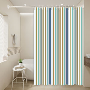 1pc Romantic Stripes Artwork Geometric Shower Curtain Waterproof PEVA Modern Minimalist Bathroom Decor
