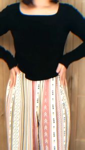 Square Neck Long Sleeve Shirt Blouse - Kaos Wanita Lengan Panjang