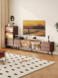 Retro Style Solid Wood TV Cabinet with Storage