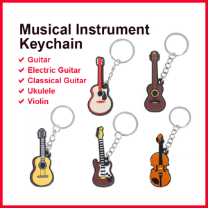 Acoustic Guitar Silicone Keychain Musical Instruments | Guitar Ukulele Violin Fashion Accessories