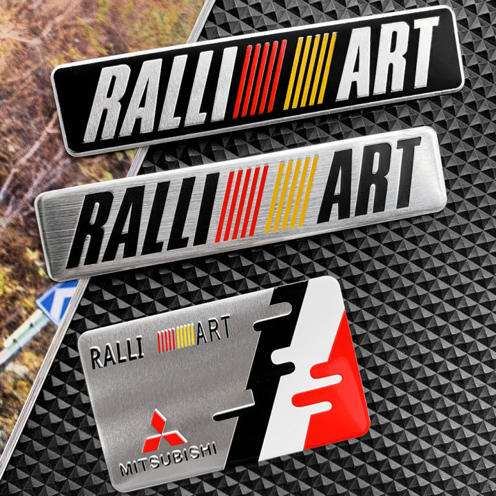 3D RALLIART Aluminum Car Emblem Stickers Accessories Decor Side Emblem Tail Label Car Body Modified Decals for Mitsubishi Mirage G4 Lancer Adventure Strada L200