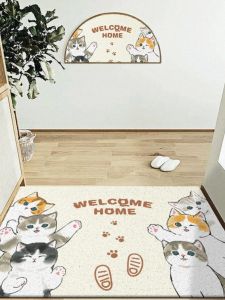 Thảm Cửa Nhà Hình Mèo Hoạt Hình Có Thể Cắt Thảm Lông Nhung Đế Mềm Thoáng Khí Chống Trượt Cho Phòng Khách Phong Cách Trung Hoa Mới