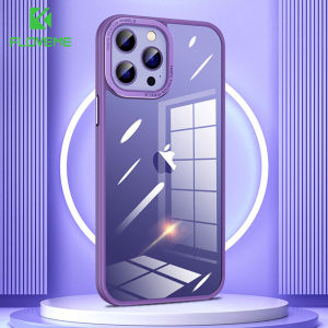 FLOVEME Luxury Transparent Phone Case For iPhone 14 13 12 Pro Max Camera Protection Acrylic Soft Shockproof Bumper Back Cover For iPhone 14 13 12