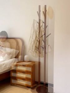 [On Hand] Shira Bag Rack Stand White/Brown/Wood  Bamboo Coat Rack Stand With 8 Hooks Coat Rack Bag Organizer