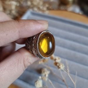 [NO COD] Authentic Oval Golden Blue Amber Adjustable Dragon s925 (Sterling Silver) Ring