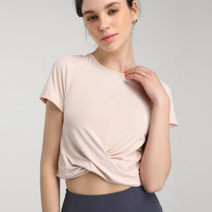Pilates Yoga Loose Fit Short Sleeve T-Shirt Womens Running Sportswear Quick Dry Training Fitness Clothes Summer Breathable