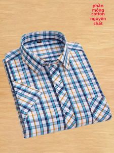 Áo Sơ Mi Nam Tay Ngắn Mùa Hè Cotton Nguyên Chất Phong Cách Hàn Quốc Thời Trang HongKong Cổ Bẻ Tay Lửng Họa Tiết Nhỏ Tươi Mới Mỏng