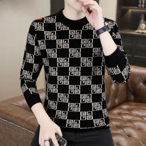 HENGYUANXIANG | Autumn Winter Thickened Knitted Sweater Mens Half High Collar Embroidered Plaid Warm Inner Wear Top Fashionable Urban Style