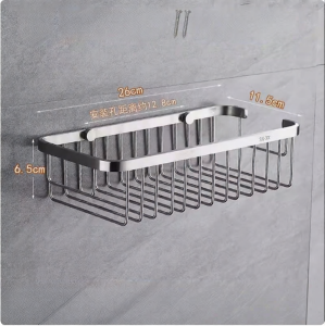 304 Stainless Steel Wall Mounted Single Layer Mesh Shelf for Bathroom